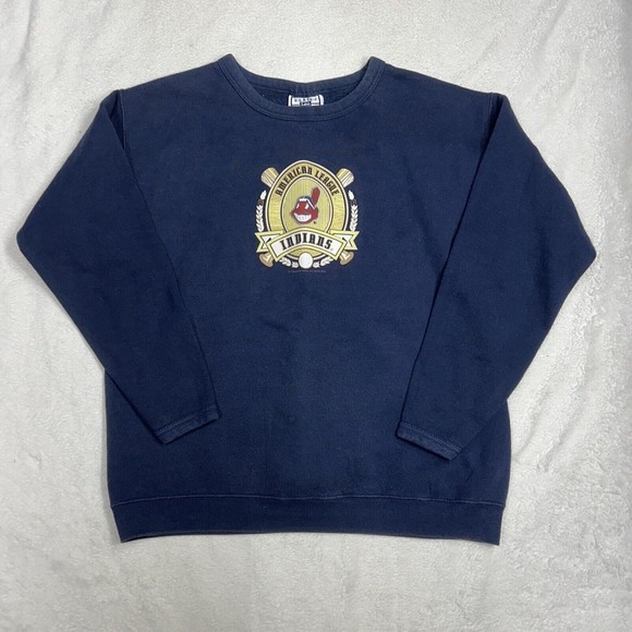 Vintage Lee Sport Women’s Cleveland Indians Navy Blue Sweatshirt Size Medium - Picture 1 of 8